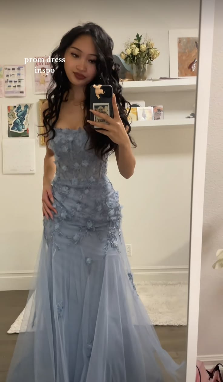 Prom Dress Inspo Mermaid Blue Elegant Floor Length Formal Evening Gown for Women Graduation Party RC0157
