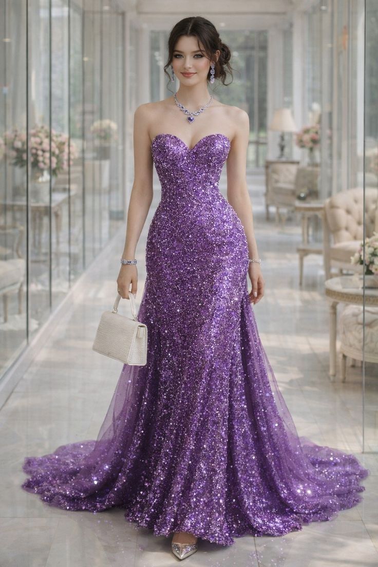 Eclectic Mermaid Sweetheart Grape Sequin Baddie Cruise Ship Formal Nig – RubyFashionDress