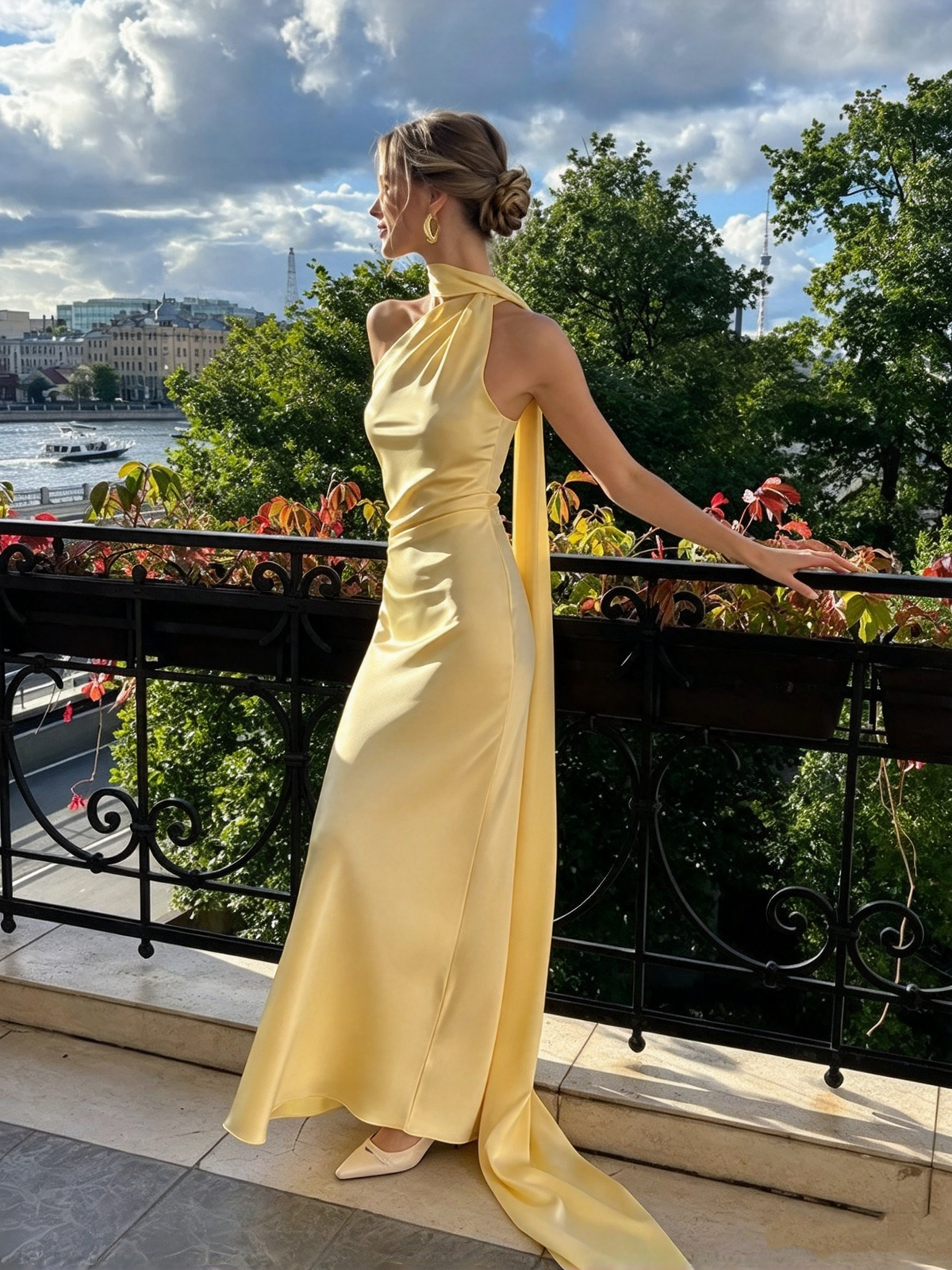 Simple Mermaid One Shoulder Slim Yellow Long Formal Fancy Prom Evening Dress Dinner Outfits Classy Party Gowns AB2048