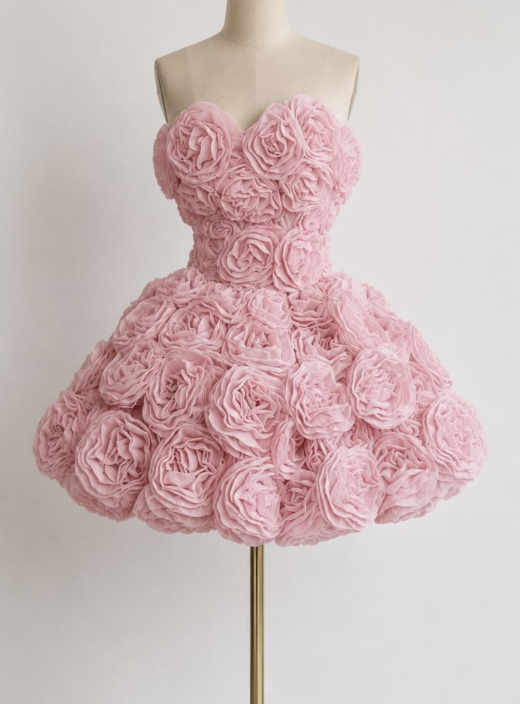 Pretty Ball Gown Sweetheart Pink Floral Homecoming Dress Inspo Short Graduation Dresses RB6838