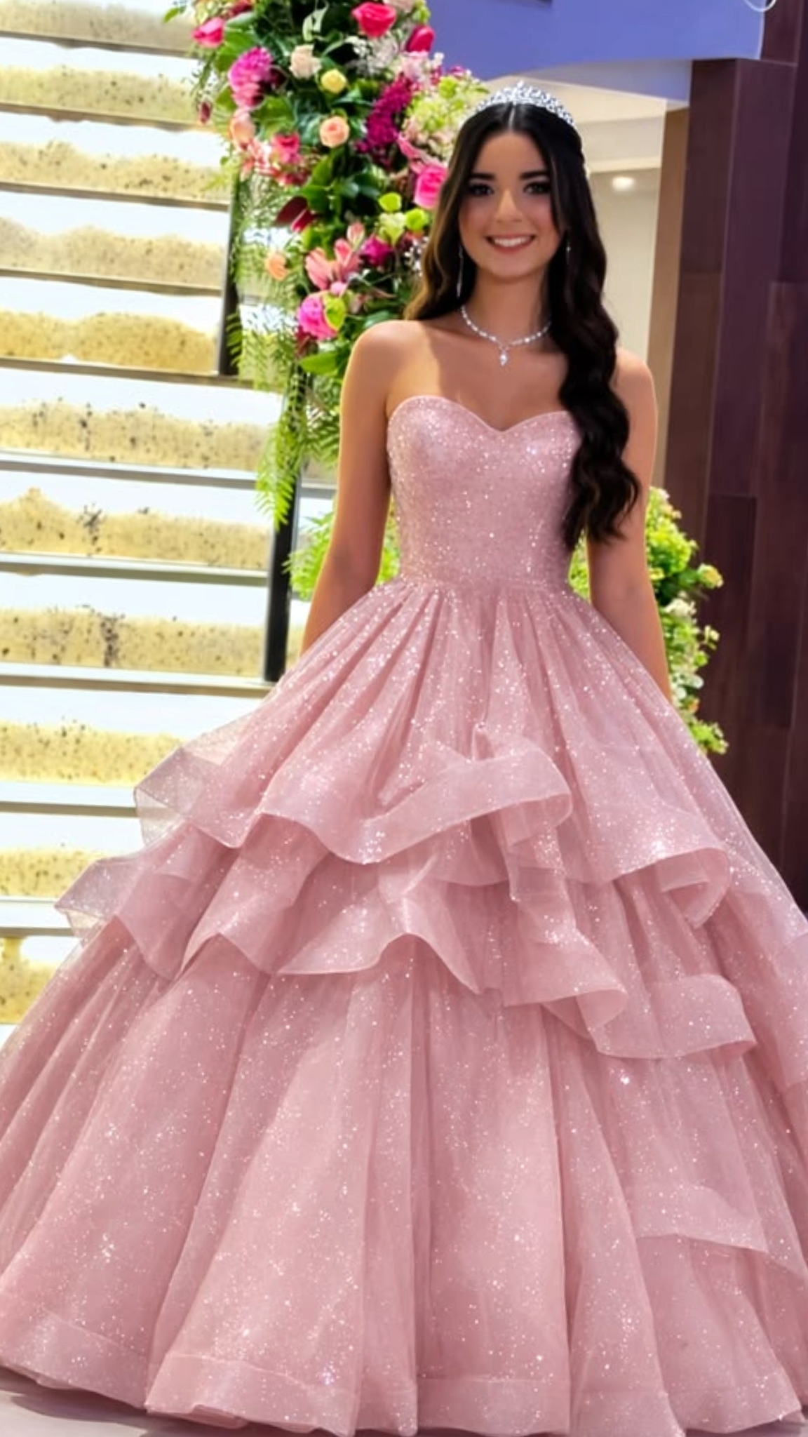 Sequin Prom Dress Long Ball Gown Sweetheart Light Pink Formal Graduation Gown RB9492