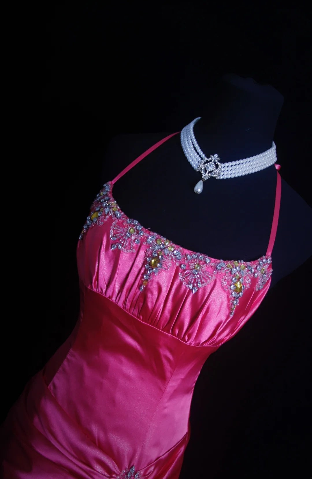 Retro A line Halter Hot Pink Satin 2000s Long Prom Dresses Inspo 19th Birthday Outfits Formal Dress N502
