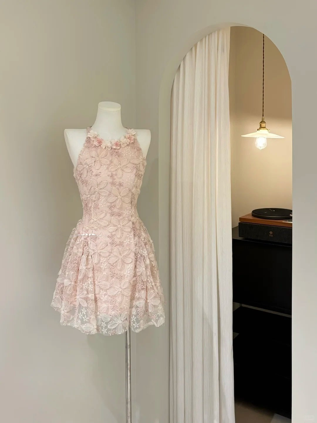 Cute A Line Scoop Pink Lace Mini Short Cocktail Gown Homecoming Dresses Ideas Hoco Outfits RB4878