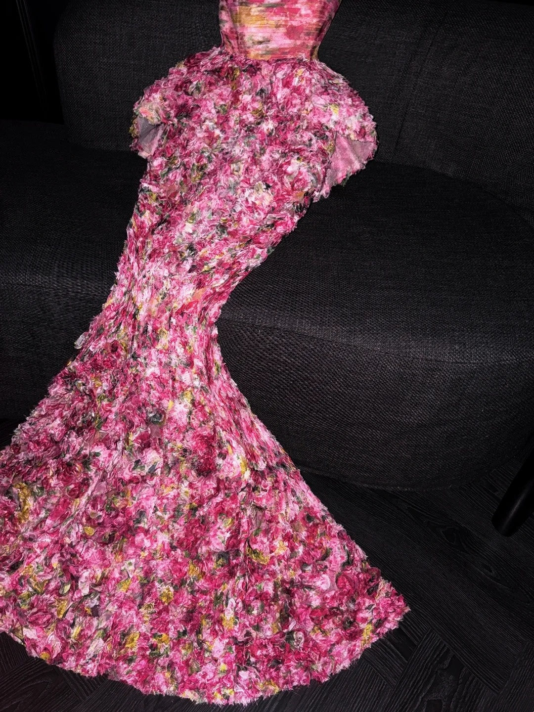 Classy Mermaid Strapless Floral Pink Sleeveless Long Senior Prom dresses High School Formal Dresses N1264