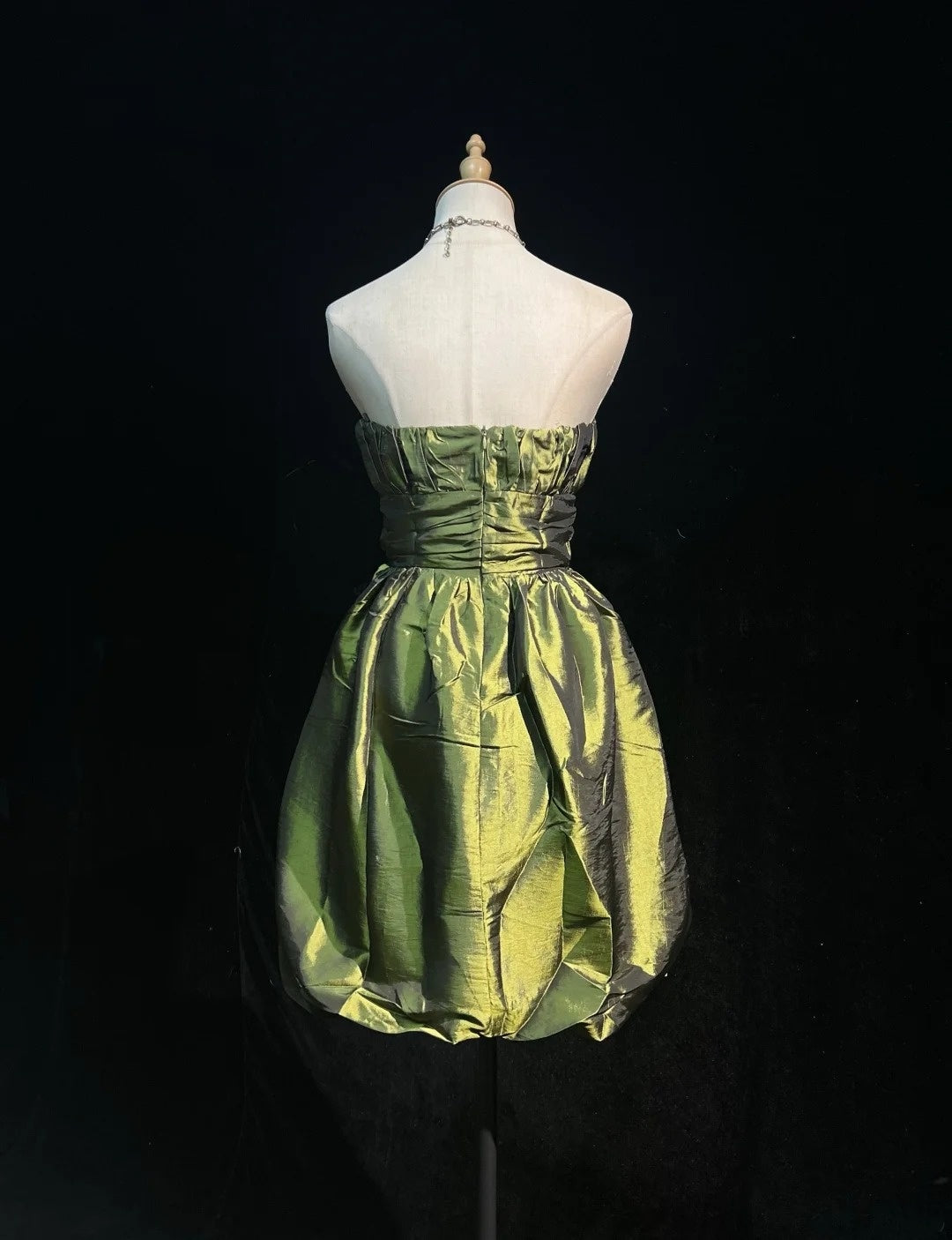 Cute A Line Strapless Olive Green Taffeta 16th Birthday Gown Homecoming Outfits N3654