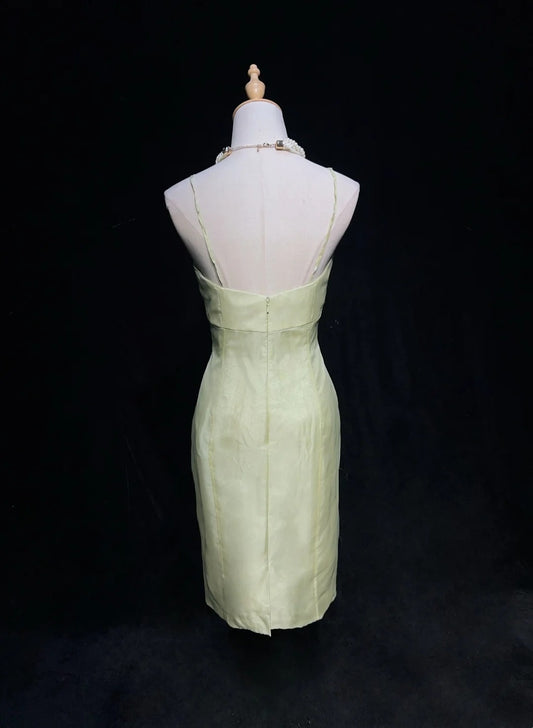 Pretty Sheath Spaghetti Strap Sage Green Satin Short Mini Homecoming Dresses Hoco Gowns N2605