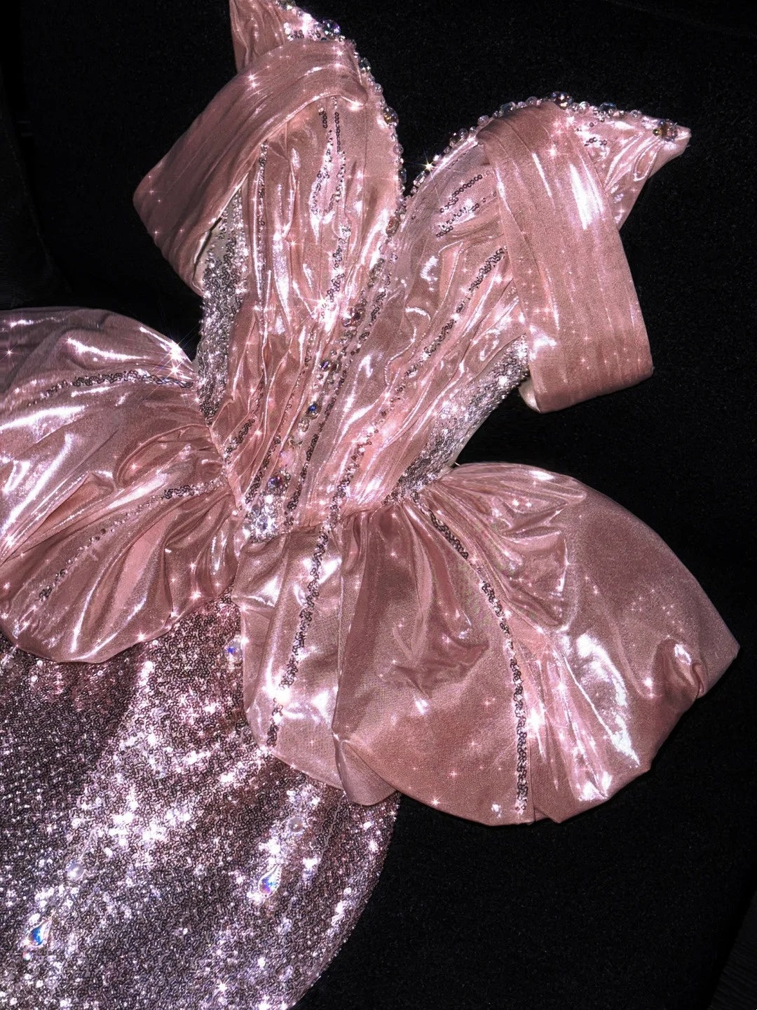 Princess Mermaid Strapless Pink Sequined Long Formal Evening Dress Formal 18th Birthday Gowns Prom Dresses N737