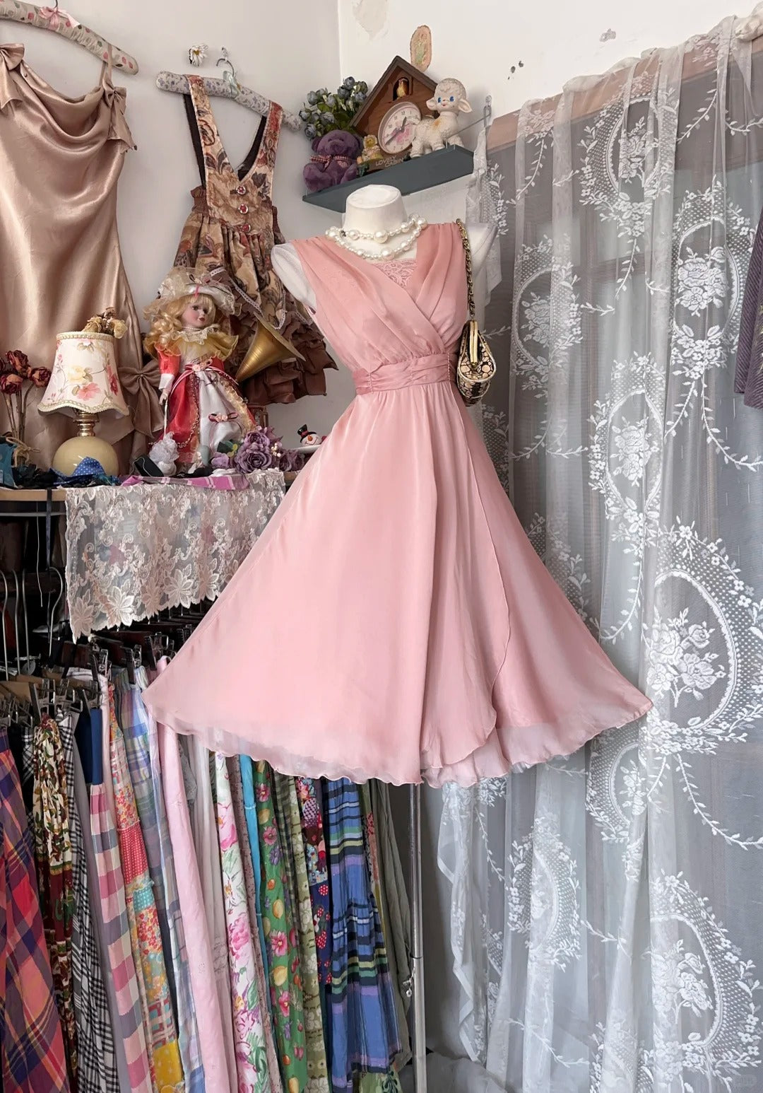 hoco dress inspo Glamorous A line V Neck Pink Chiffon Semi-formal 12th Grad Short Inspo – RubyFashionDress