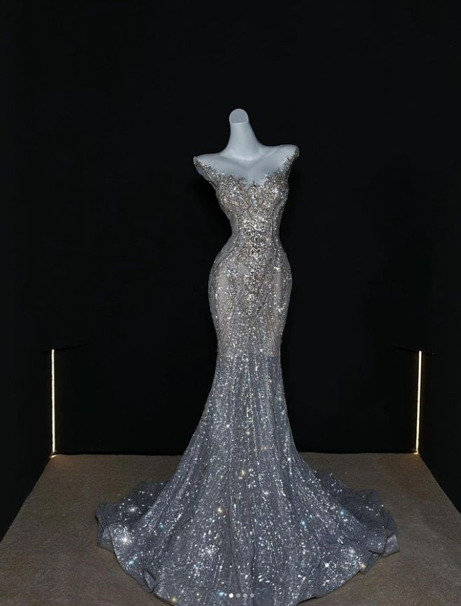Customized Sexy White Luxury Diamond Backless Slim-fitting Mermaid Evening Dress Sparkling Prom Dresses AB983