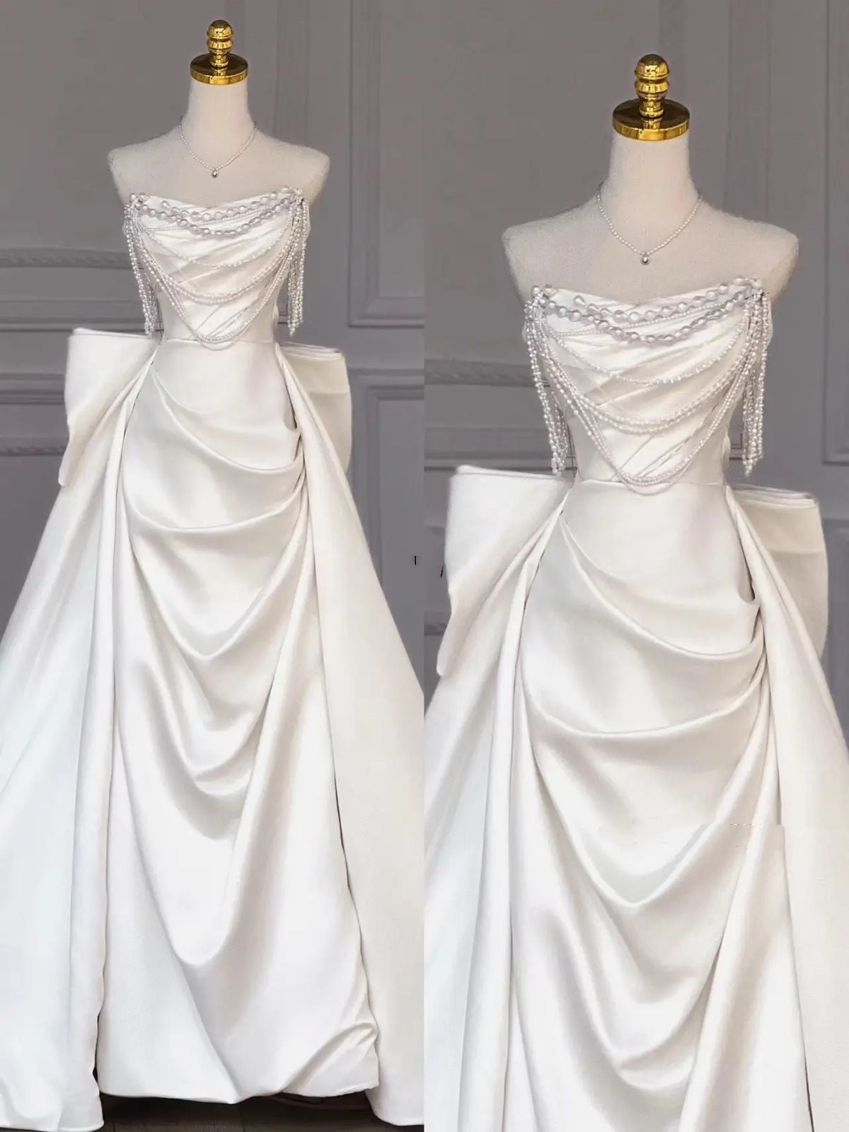 Wedding Gowns Dresses Elegant Modest for Bride Mermaid Strapless With Bow-knot Petite/Plus Size Bridal Gowns For Women's Wedding AB1501