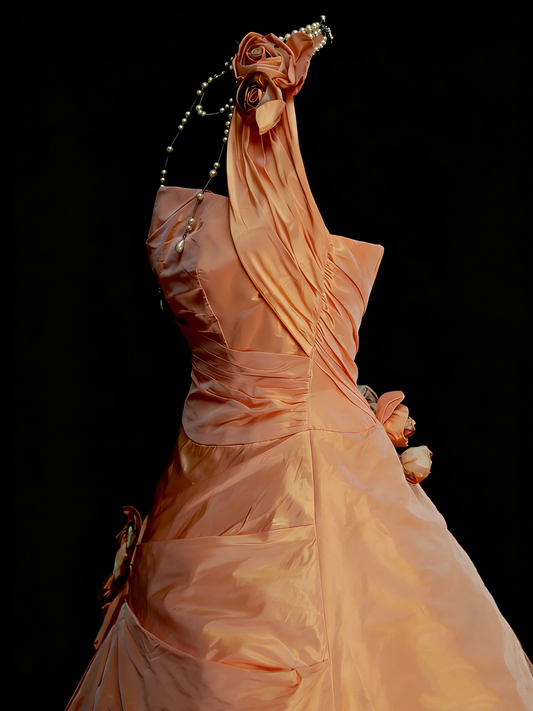 Charming Ball Gown One Shoulder Orange Sweet 16 Dresses Quinceanera Dress Taffeta With 3D Flowers Long 15 Vestidos De Fiesta N1312