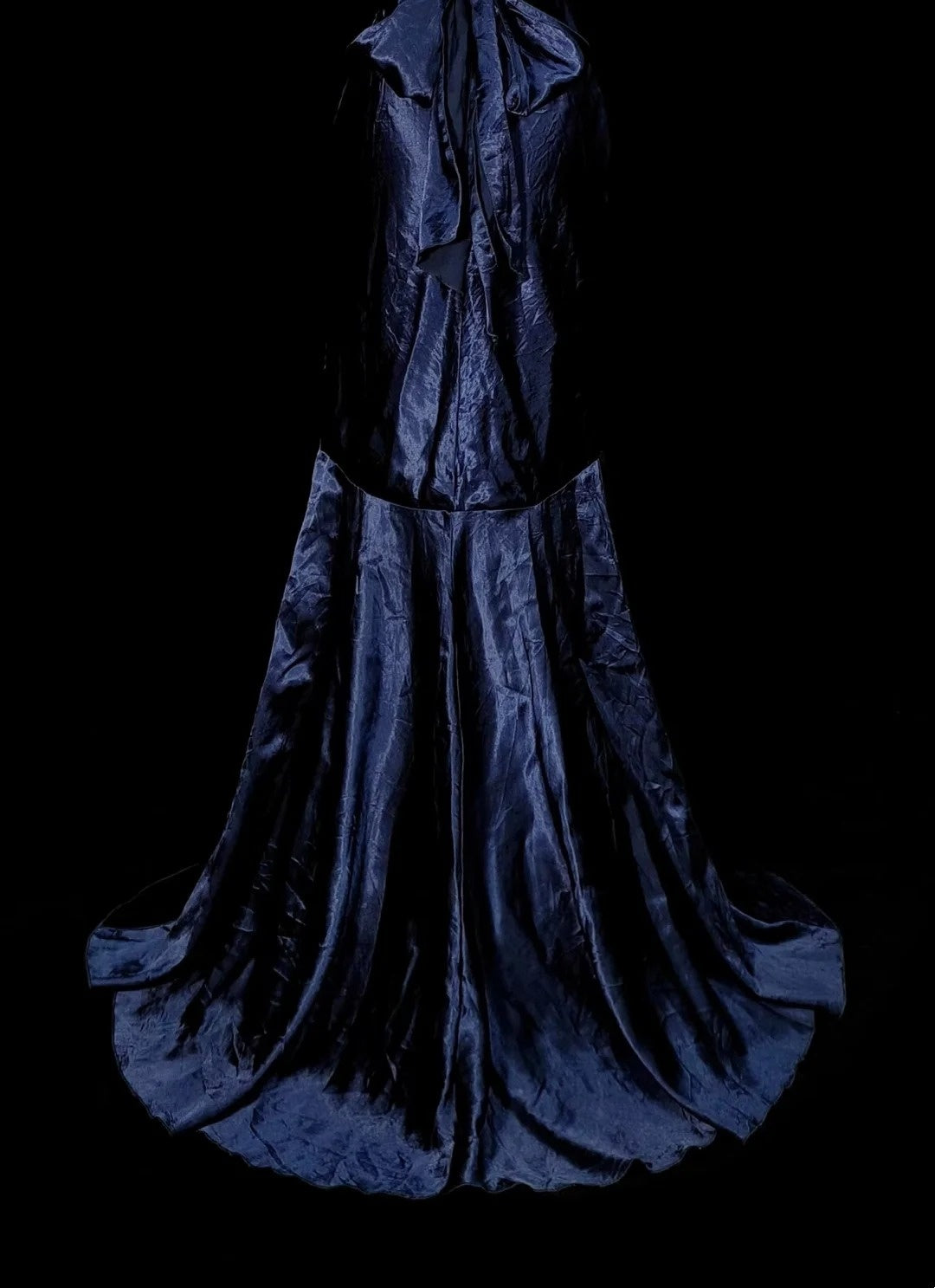 Vintage Mermaid Halter Navy Blue With Beaded Long Summer Black Tie Prom Dresses Spring Formal Party Dress N1421