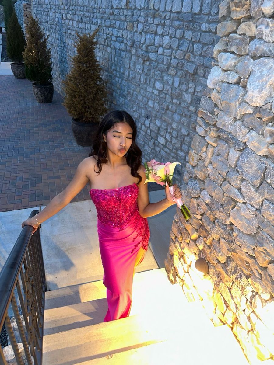 Modest Mermaid Strapless Satin Pink Sequins Lace Prom Dresses With Beads Party Dress Evening Dresses AB1108