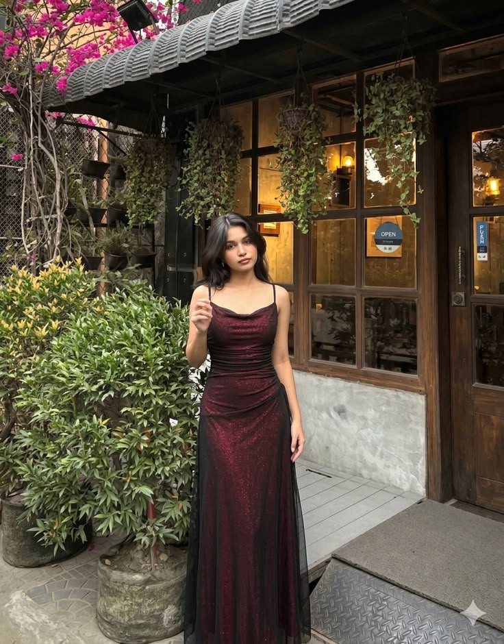 Elegant Mermaid Spaghetti Straps Burgundy Black Long Floor Length Prom Dress Inspiration Prom Dresses RC906