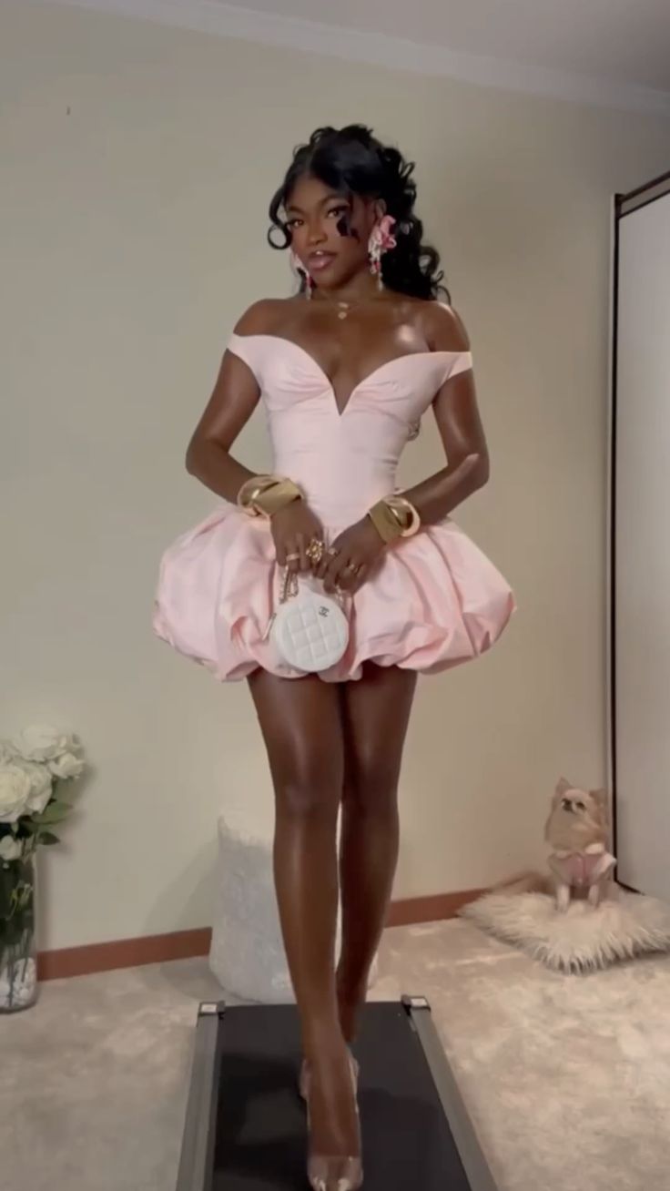 Cute Ball Gown Off The Shoulder Pink Mini Graduation Dresses Short High School For 8th Grade Senior Homecoming Gown RB3403