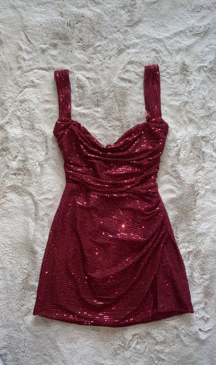sparkly party dress, glitz and glam, mini dress, ruffled, glittery, square neck Sheath sequin Burgundy Hoco Dress Homecoming Dresses RB4212