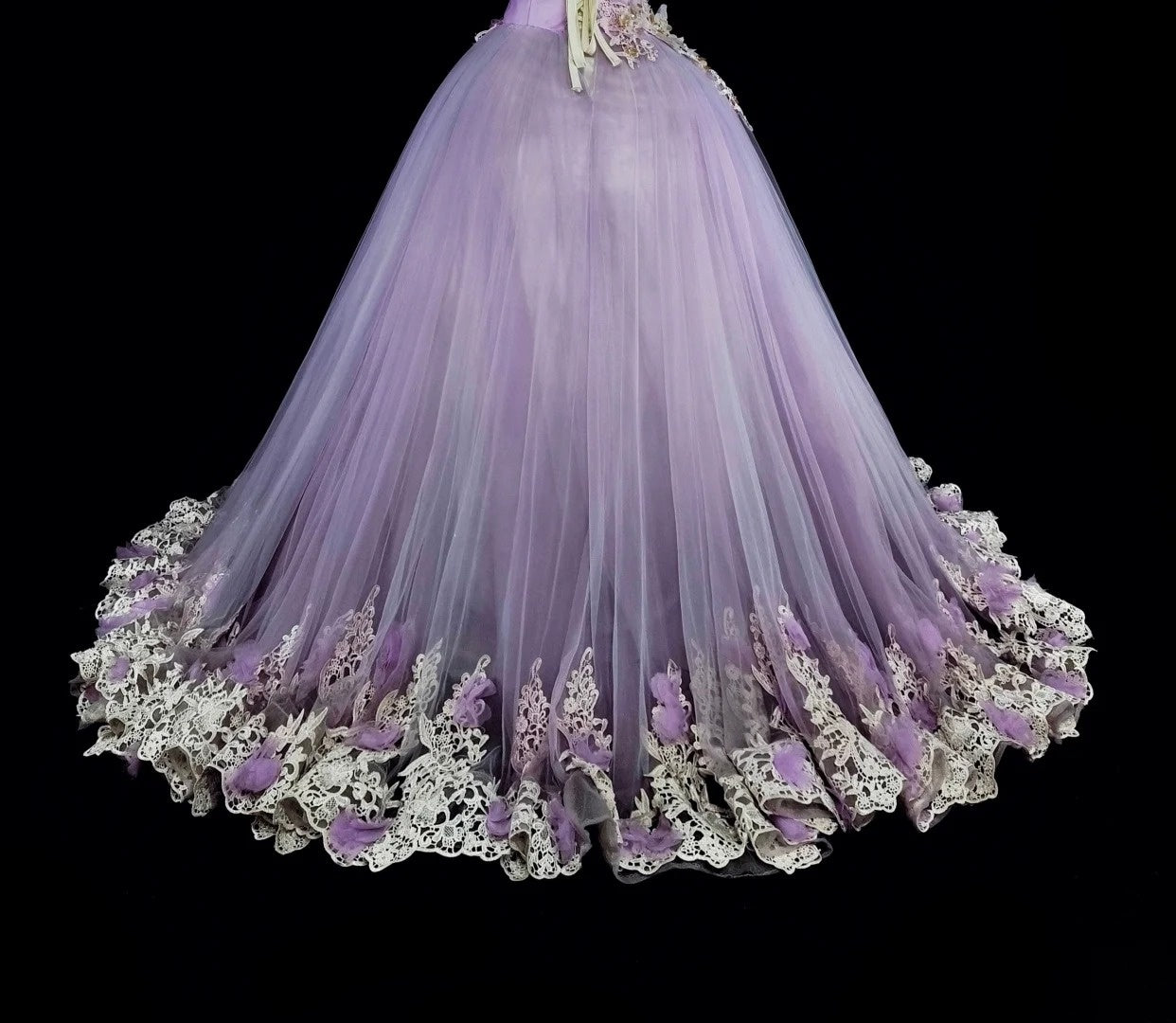 Vintage Prom Dresses Ball Gown Strapless Lilac With 3D Appliques 2000s Long Party Dress N2380