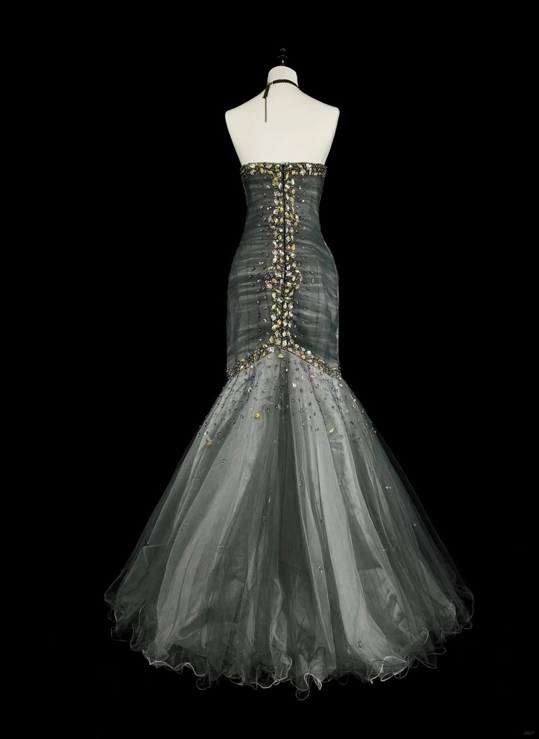 Vintage Prom Dresses Aesthetic 1950s Retro Mermaid Sweetheart Grey Long Party Dress N2022