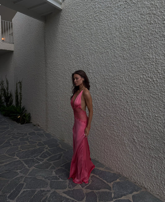 Classy Prom Dresses Inspiration Sheath Halter Pink Silky Satin Long Semi Formal Dance Grad Prom Dress For Teens High Schools AB1953