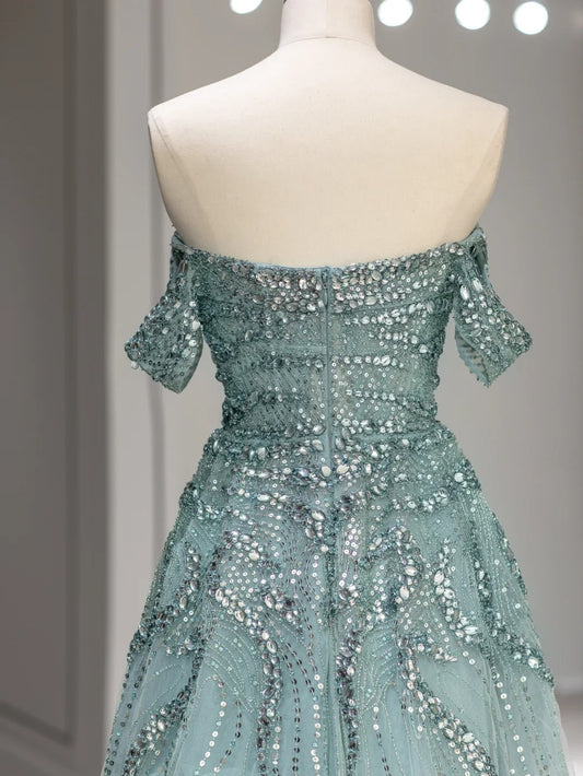 Princess Prom Dresses Ball Gown Off The Shoulder Tulle Sweet 16 Evening Long Formal Dress RB4005