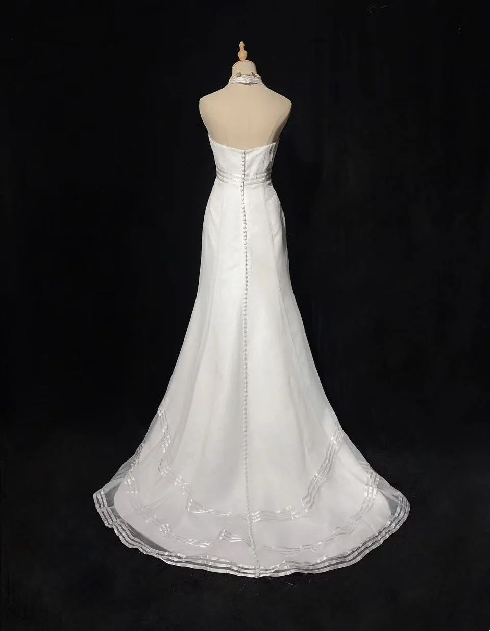 Vintage 20s Wedding Dresses Mermaid Halter White Plain Summer Garden Long Bridal Gown N3702