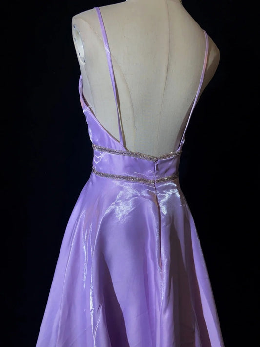 Vintage Prom Dresses 90s A Line Spaghetti Strap Lilac Long Semi Formal Evening Outfits N3658