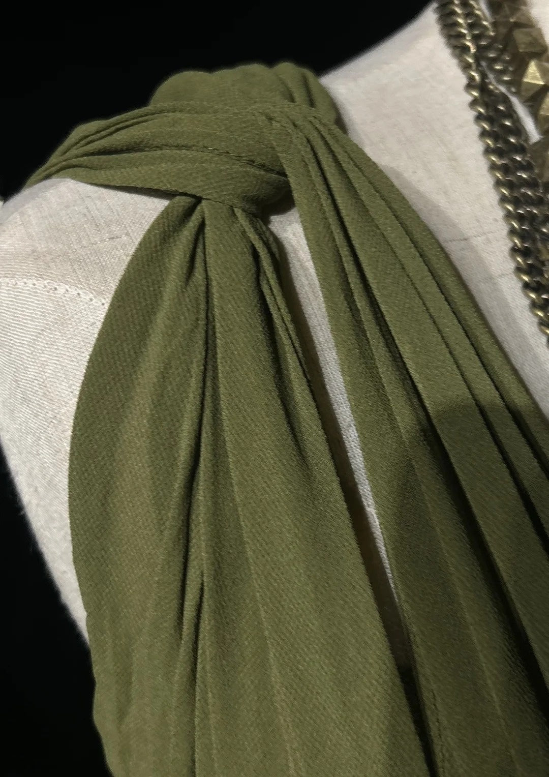 Vintage Prom Dresses A line V Neck Olive Green With Ruffle Chiffon Floor Length 80s Formal Gown N2586