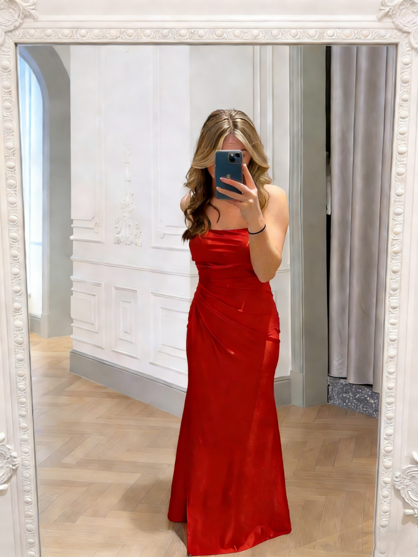 Modest Mermaid Spaghetti Strap Dark Green Satin Evening Dresses High School Teens Senior Night Dance Party Outfits N005