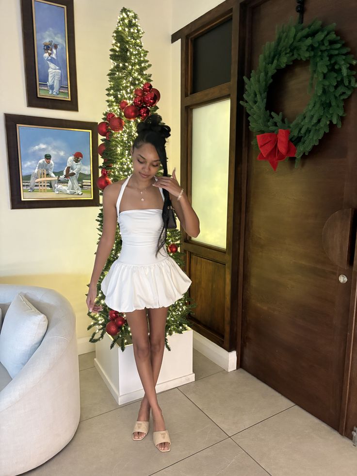 Elegant A line Halter For BlacK Girls Short Night In Rio Inspo White Hoco Dress Ideas Homecoming Dresses RB4051