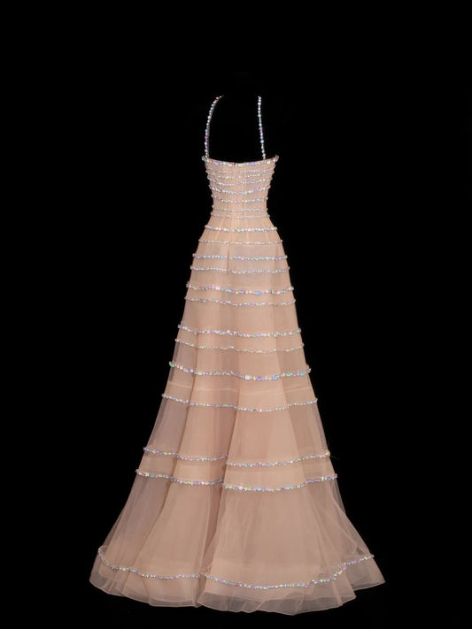 Sparkling Ball Gown Strapless Champagne With Silver Beaded Inspo Formal Party Gowns Long Prom Dresses N142