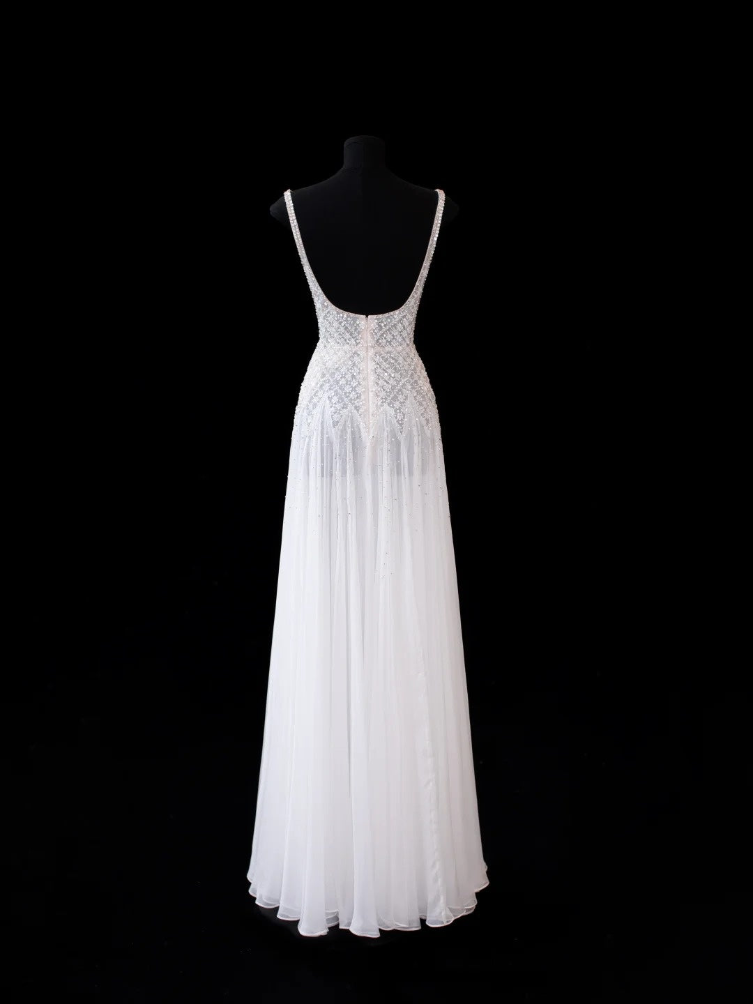 Sparkly A line Square Neck White Chiffon Evening Dress Long Prom Dresses Formal Outfits RB3933