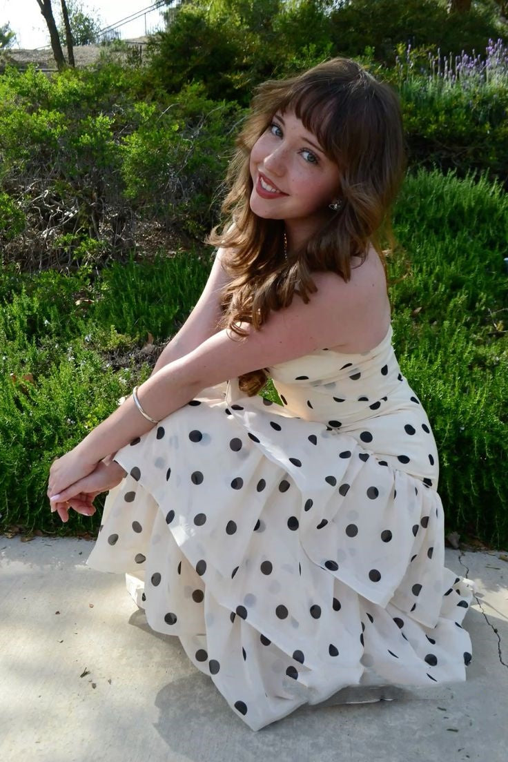 Modest Night Aesthetic Mermaid Spaghetti Straps Polka Dot College Formal Outfit Long Prom Graduation Dresses For Teens N1114