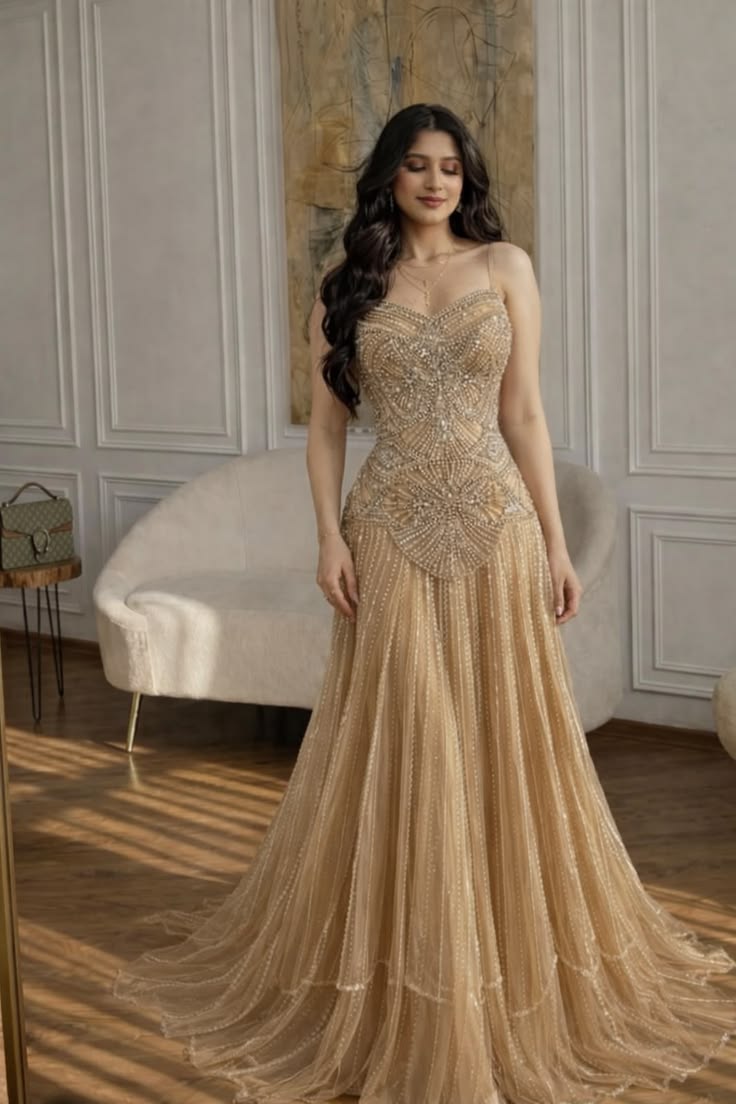 Prom Dresses ideas Unique Mermaid Spaghetti Straps Champagne Formal Party Gown 8th Grade Dress RC0867