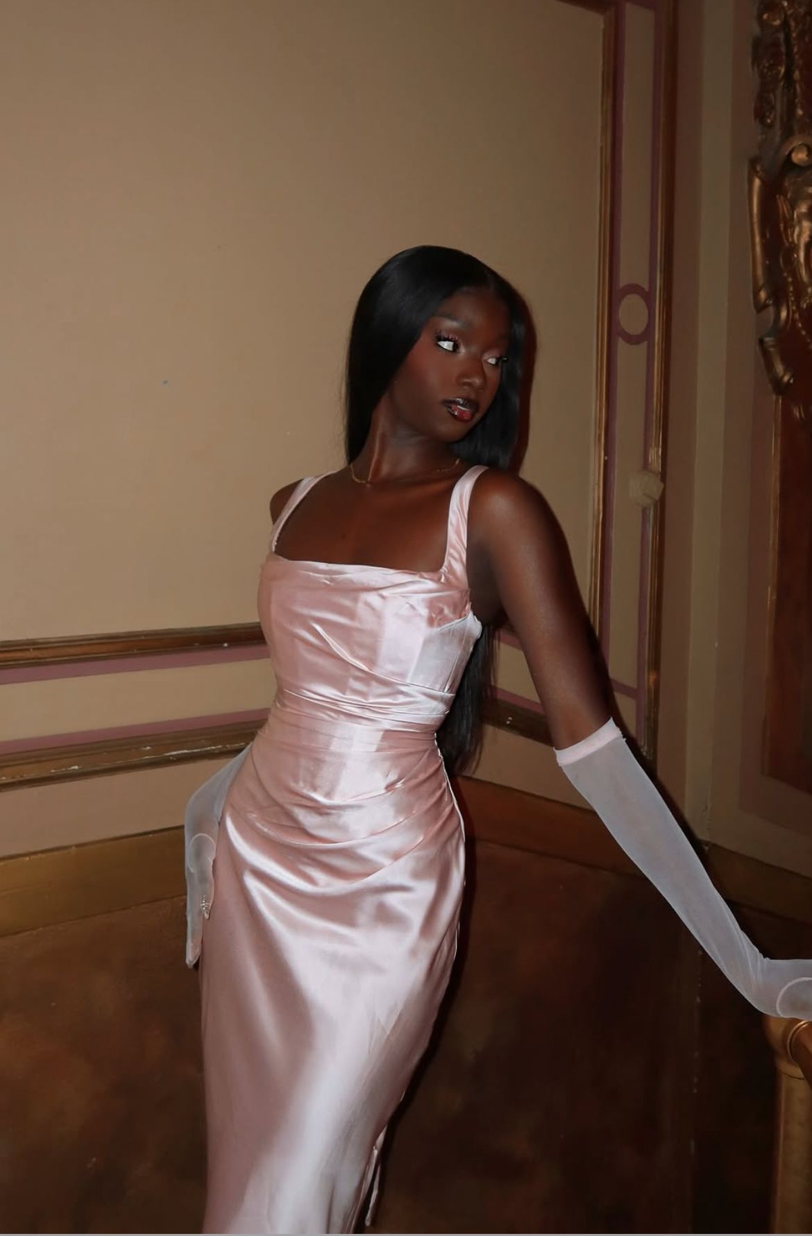 Elegant Mermaid Square Neck Pink Satin Sleeveless Formal For Women Girls Teens Prom Dresses N2280