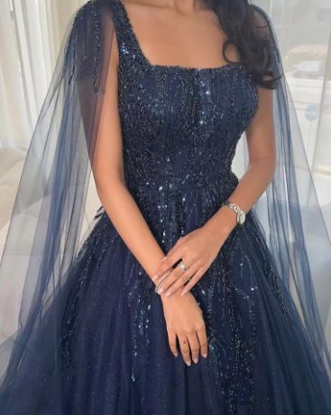 Elegant Ball Gown Square Neck Tulle With Beads Winter Long Formal Ideas Prom Evening Dresses Dinner Outfits Party Gowns AB2179