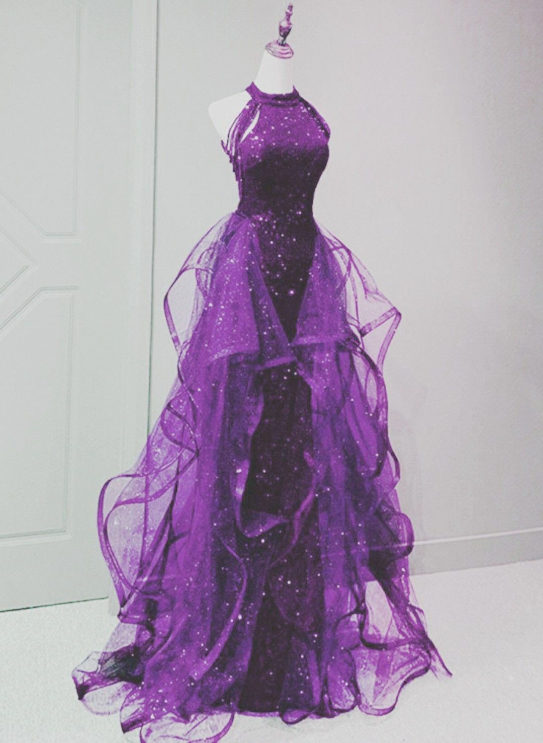 Retro Ball Gown High Neck Grape Tulle With Tassel Evening For Women Party Dresses Long Formal Prom Dresses 21st Birthday Gowns AB1304