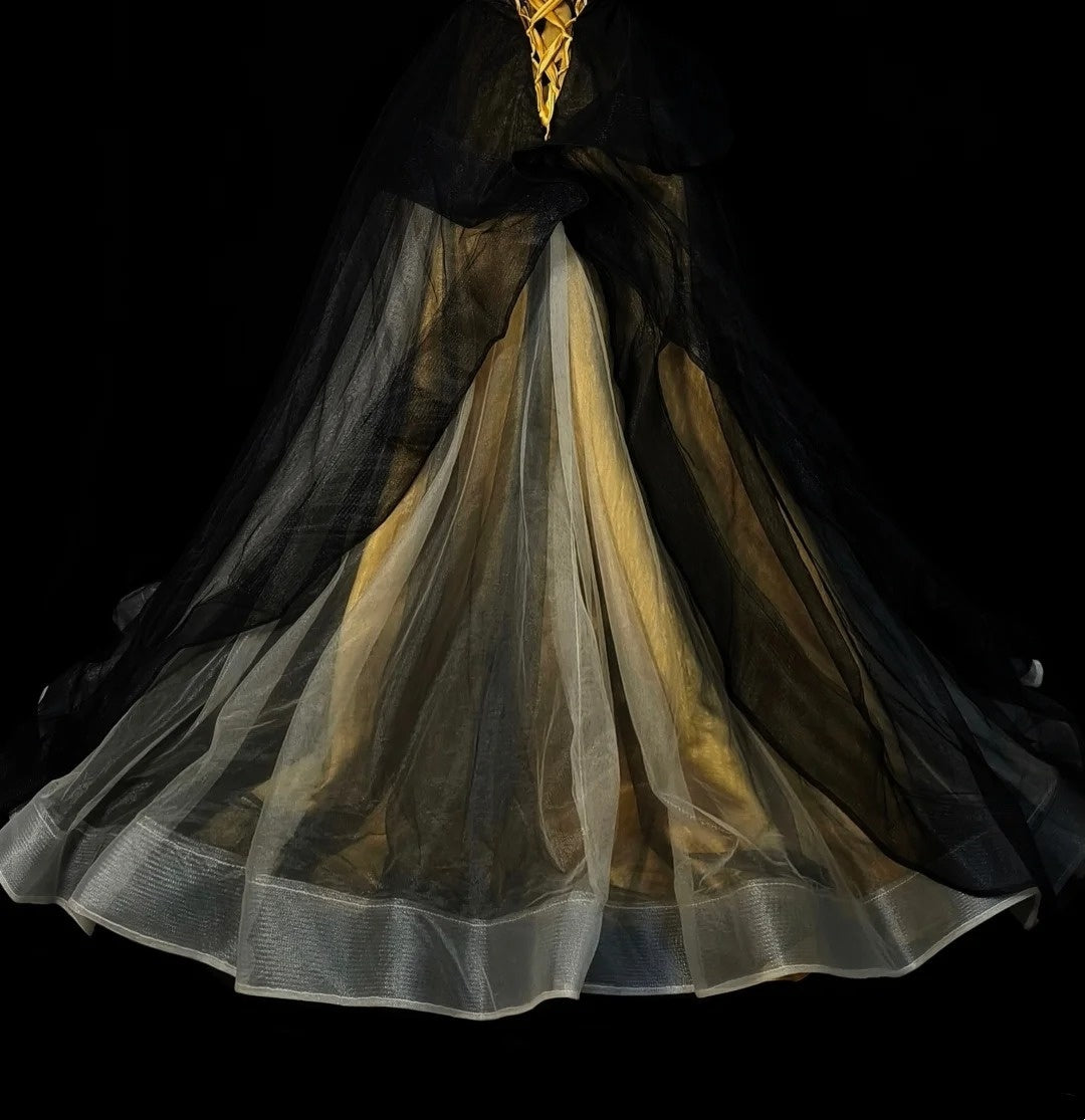 Vintage Ball Gown Sweetheart Black Tulle Sleeveless 80s Prom Dresses Long Formal Party Gown N1460
