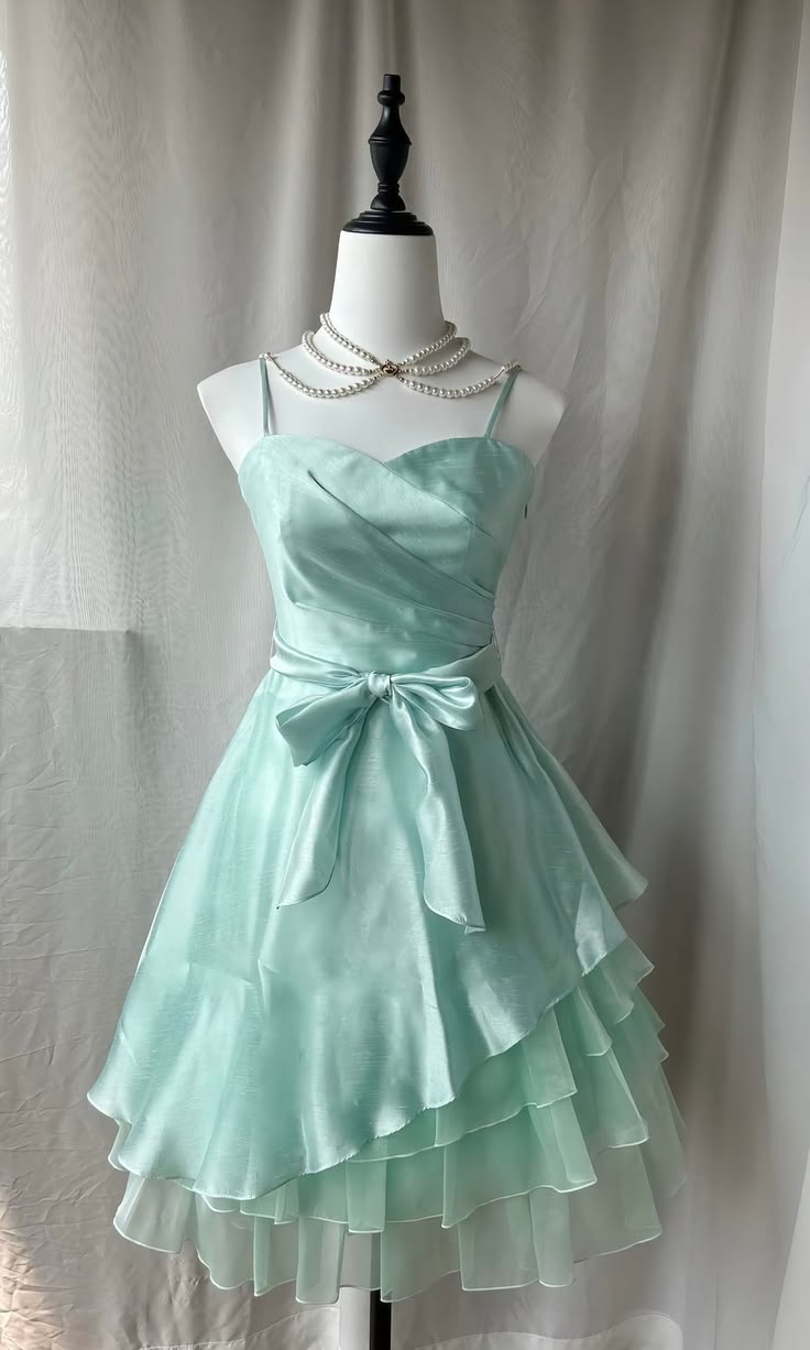 Senior homecoming dress, cute short prom dress inspo Ball Gown Spaghetti Straps Chiffon Birthday Cocktail Ideas Outfits RB8314