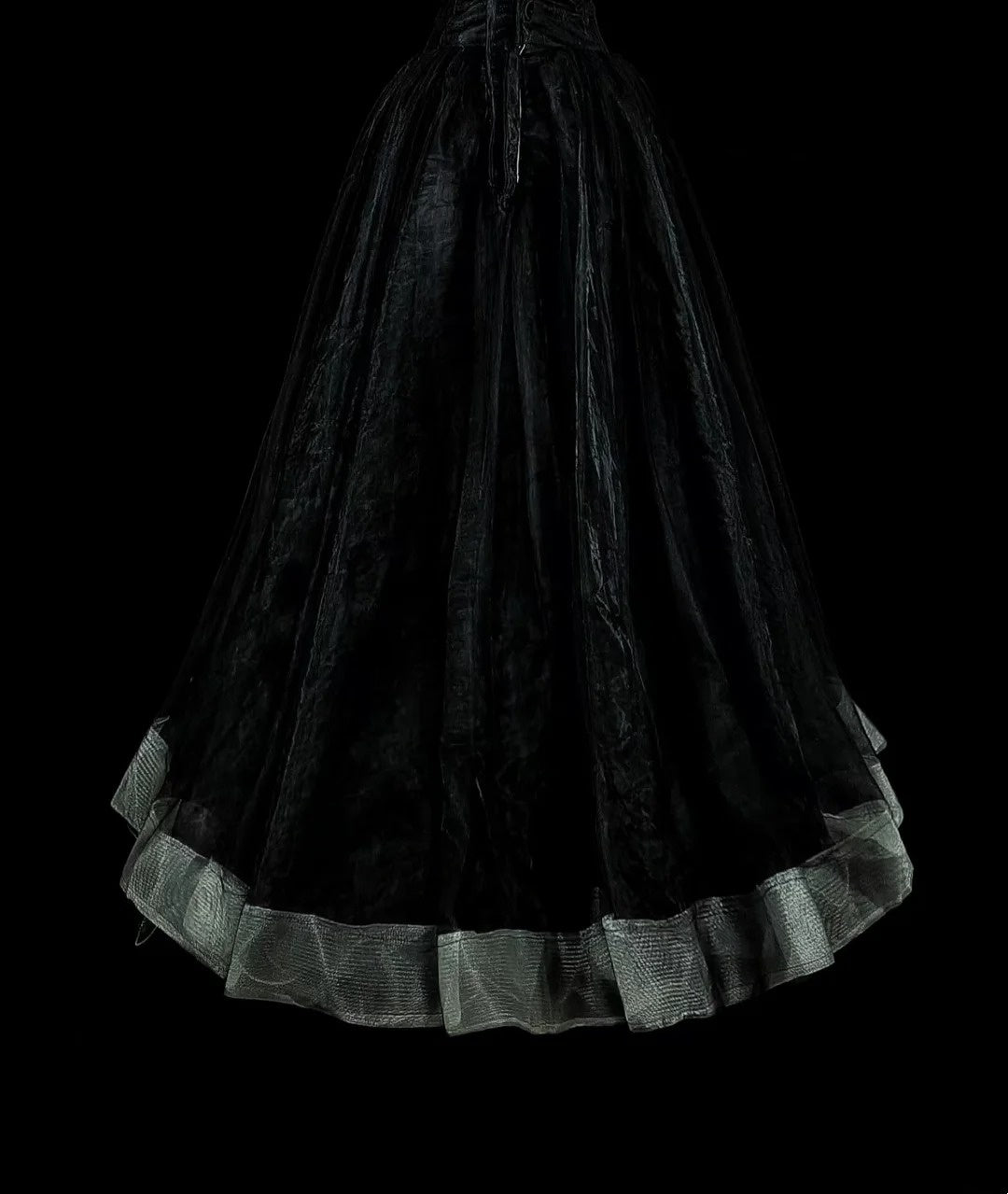 Vintage Prom Dresses Aesthetic 1970s Retro Ball Gown Strapless Black Tulle Long Formal Dress N2152