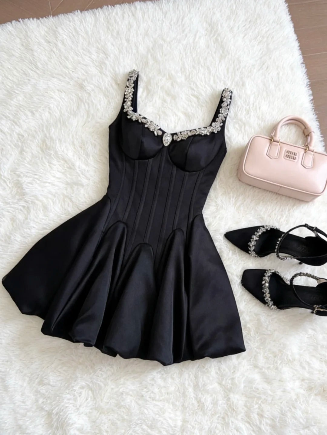 Sophisticated A line Straps Little Black Dress Outfit Party Graduation – RubyFashionDress