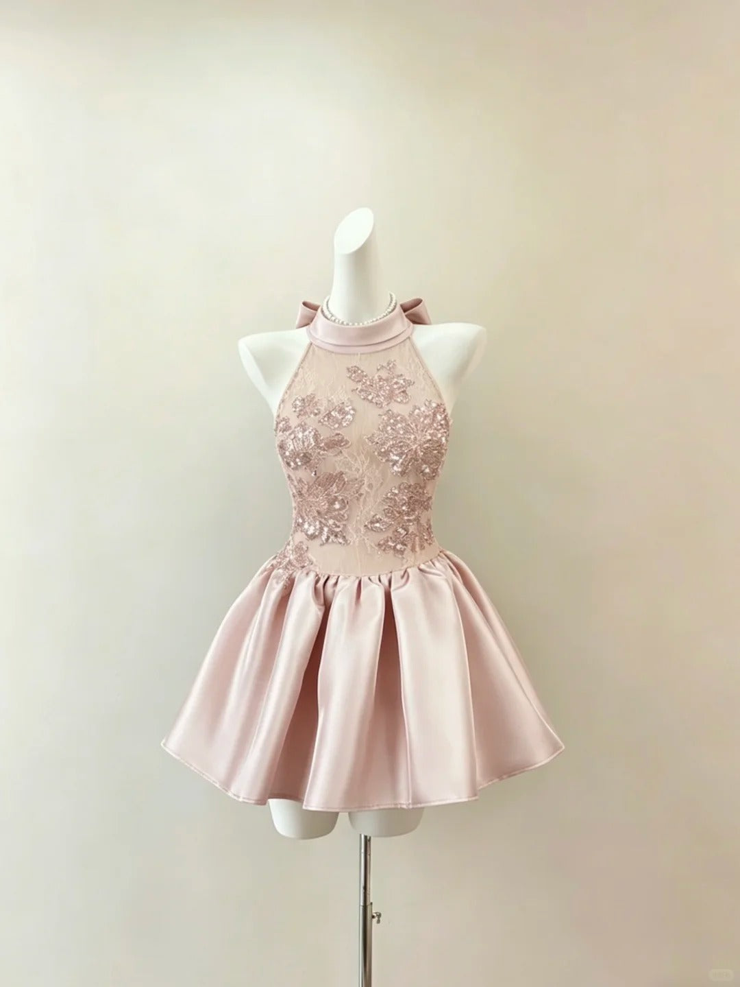 Beautiful Ball Gown Halter Blush Pink With Lace Mini Graduation Dresses Short Inspo Senior Homecoming Outfits RB4698