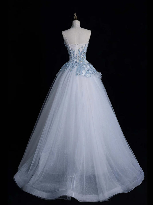 Elegnt Ball Gown Sweetheart Light Sky Blue Tulle Long Prom Dress Fashion Aesthetic High School Formal Dresses Party Outfits Gown N683