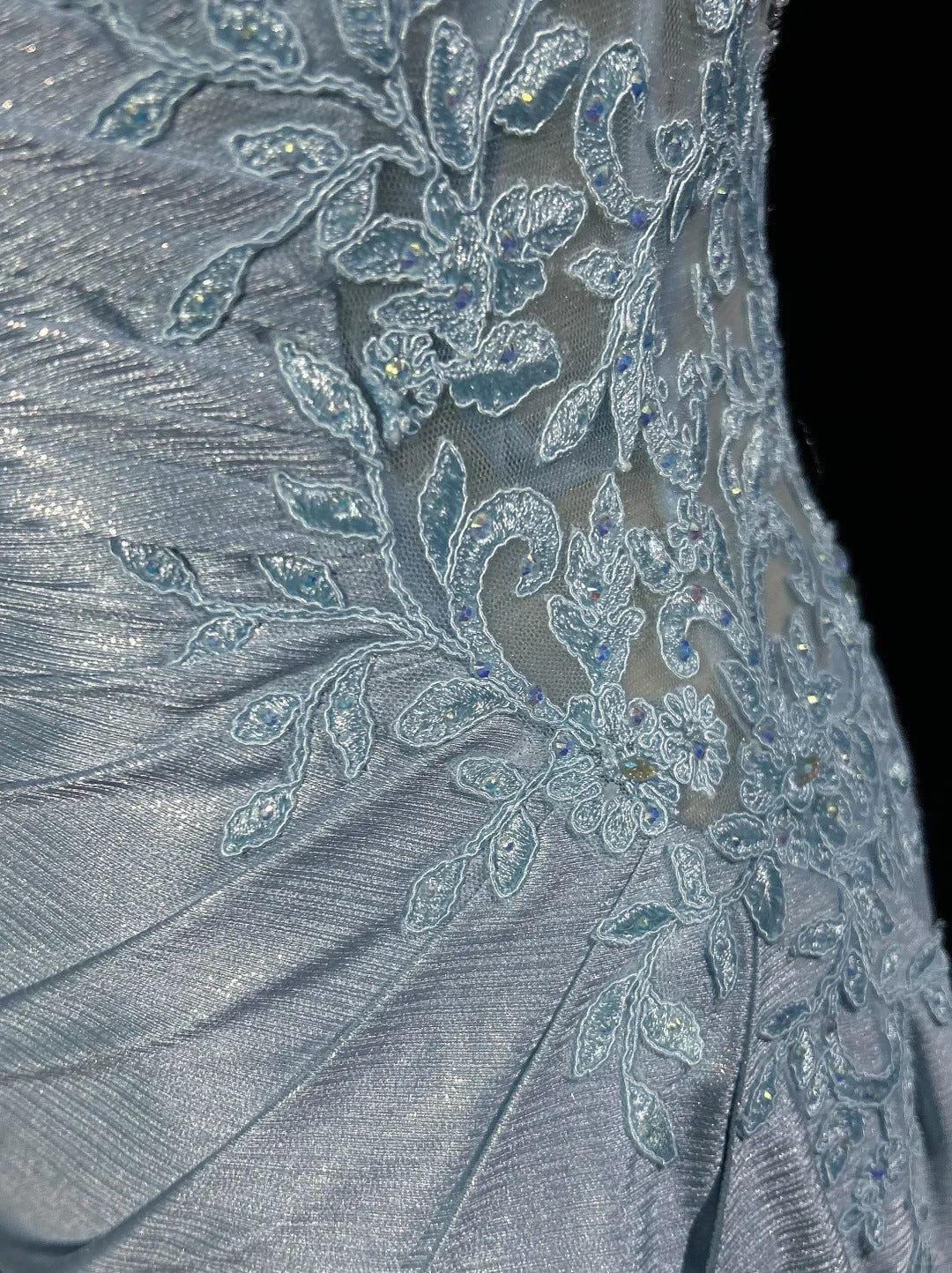 Modest Prom Dresses Mermaid Spaghetti Strap Light Sky Blue With Applique Formal Outfits N3690