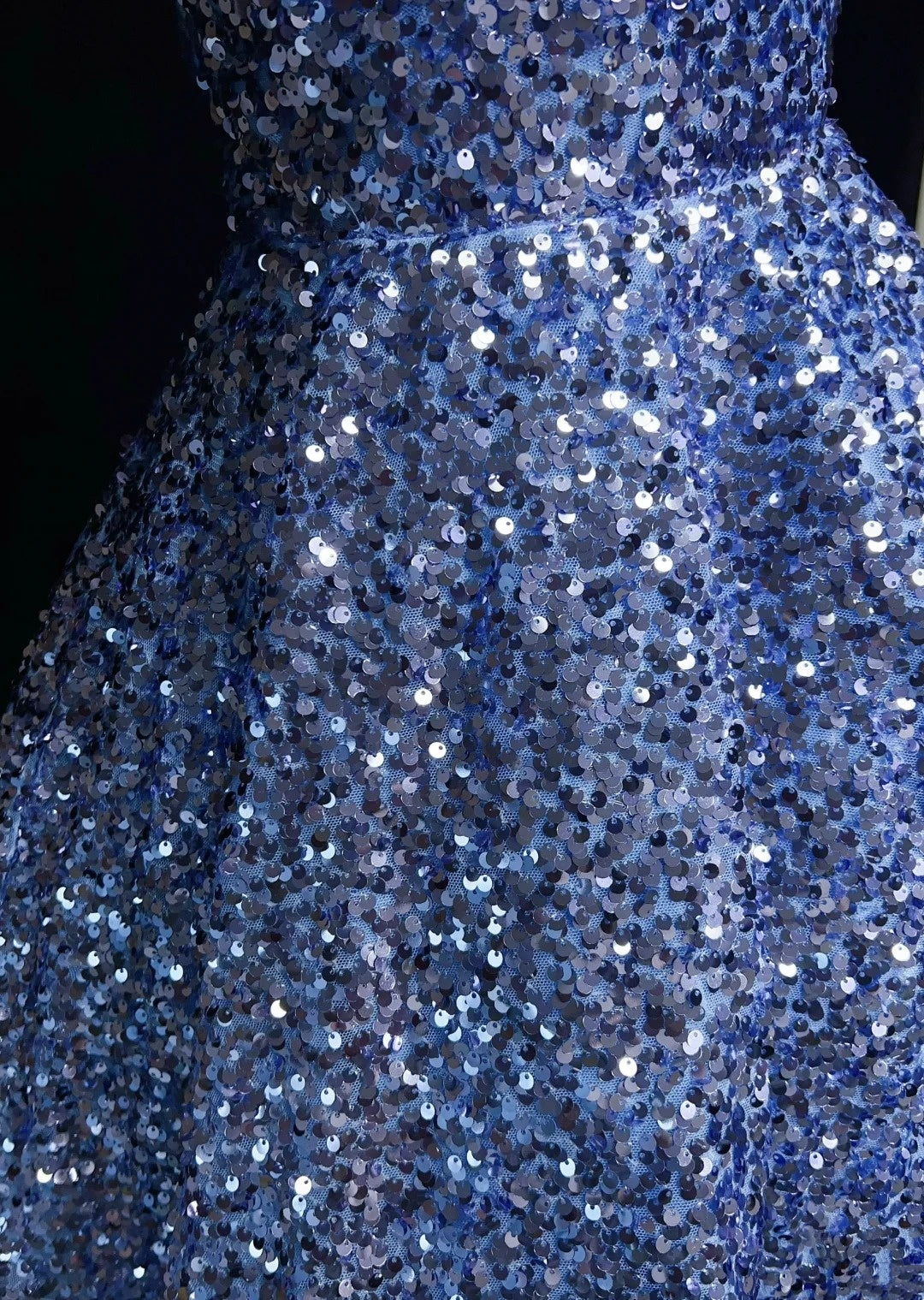 Pretty Ball Gown Spaghetti Strap Blue Sequin Short Mini Homecoming Dresses N2440