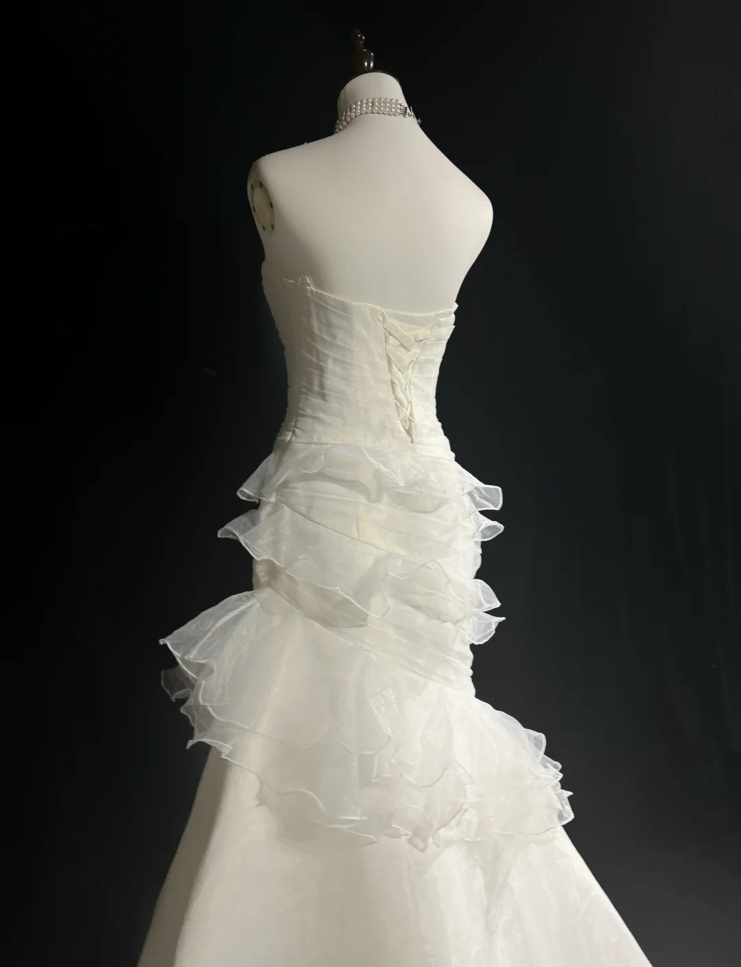 Unique Wedding Dresses Mermaid Strapless Sleeveless White Long Bridal Gown N3125