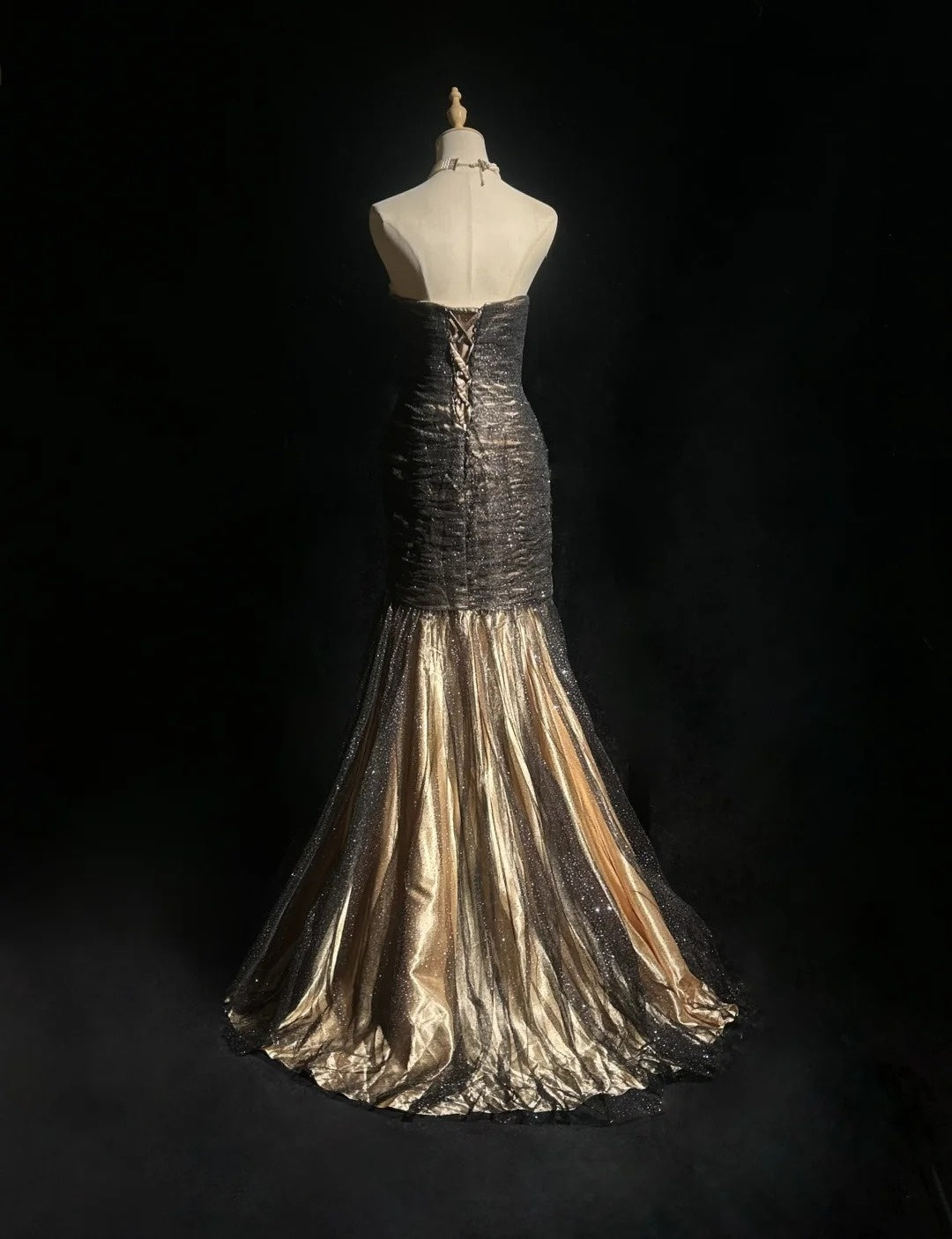 Charming Prom Dresses Mermaid Sweetheart Tulle Black Tie Dress With Beaded Long Formal Evening Outfits N3701