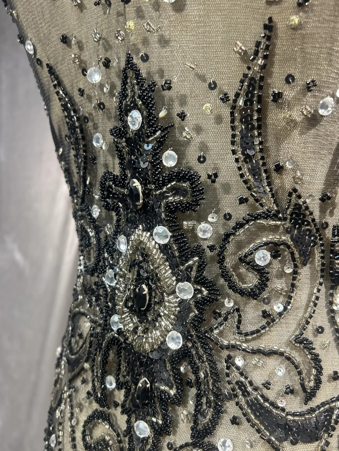 Vintage Prom Dresses A line V Neck Black Tie Dress Beaded 90s Long Formal Evening Gown N2652