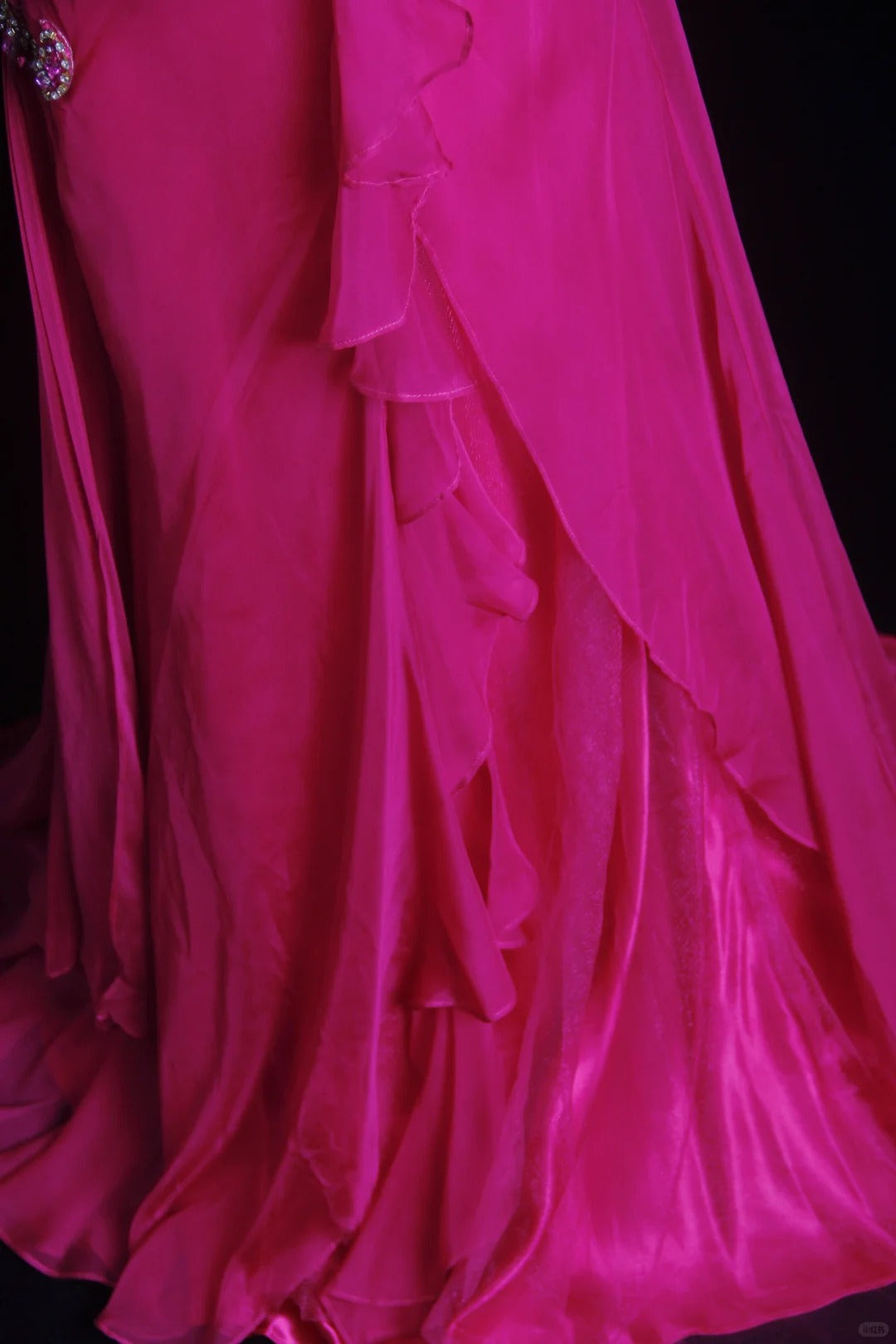 Sparkly Prom Dresses Mermaid Spaghetti Strap Hot Pink Chiffon With Beaded Evening Gown Long Formal Dress RB3261