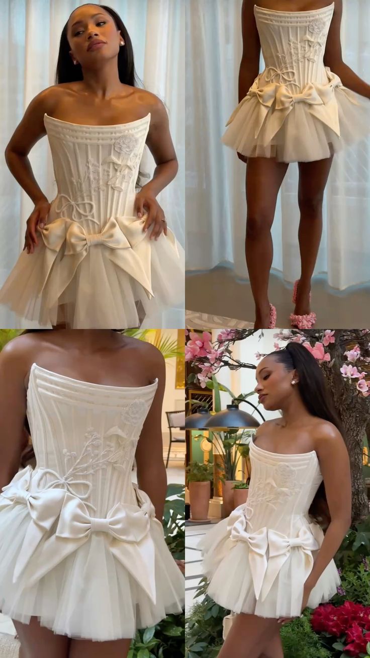 Sexy Ball Gown Strapless White Mini Graduation Dresses Short High School For 8th Grade Senior Pink Homecoming Gown RB3392