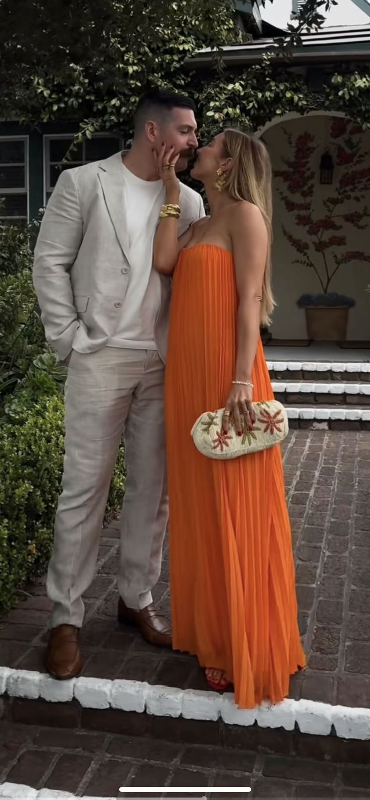 Modest A line Strapless Chiffon Orange Evening Spring Summer Beach Formal Wedding Guest Dresses N2563